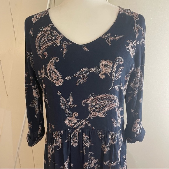 GARNET Hill Women's Size 6 Bohemian Pocket-detail Dress Navy Blue - Picture 2 of 9